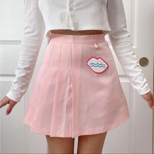 K-pop pink tennis skirt